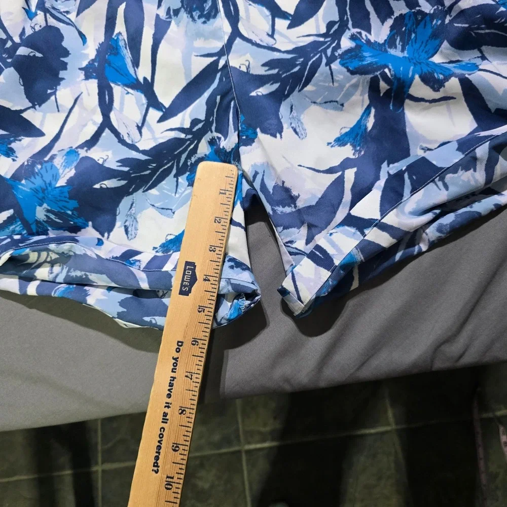 Columbia Romper Women M Blue White Floral Tropical Leaf Print Short Sleeve PFG